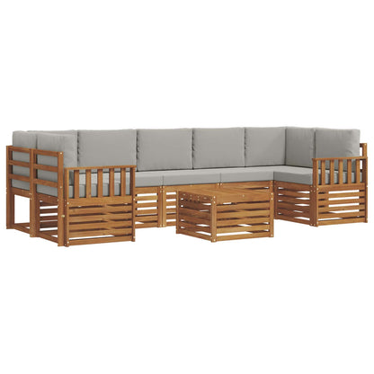 Set di divani da esterno 8 pcs Grigio Naturale e Chiaro