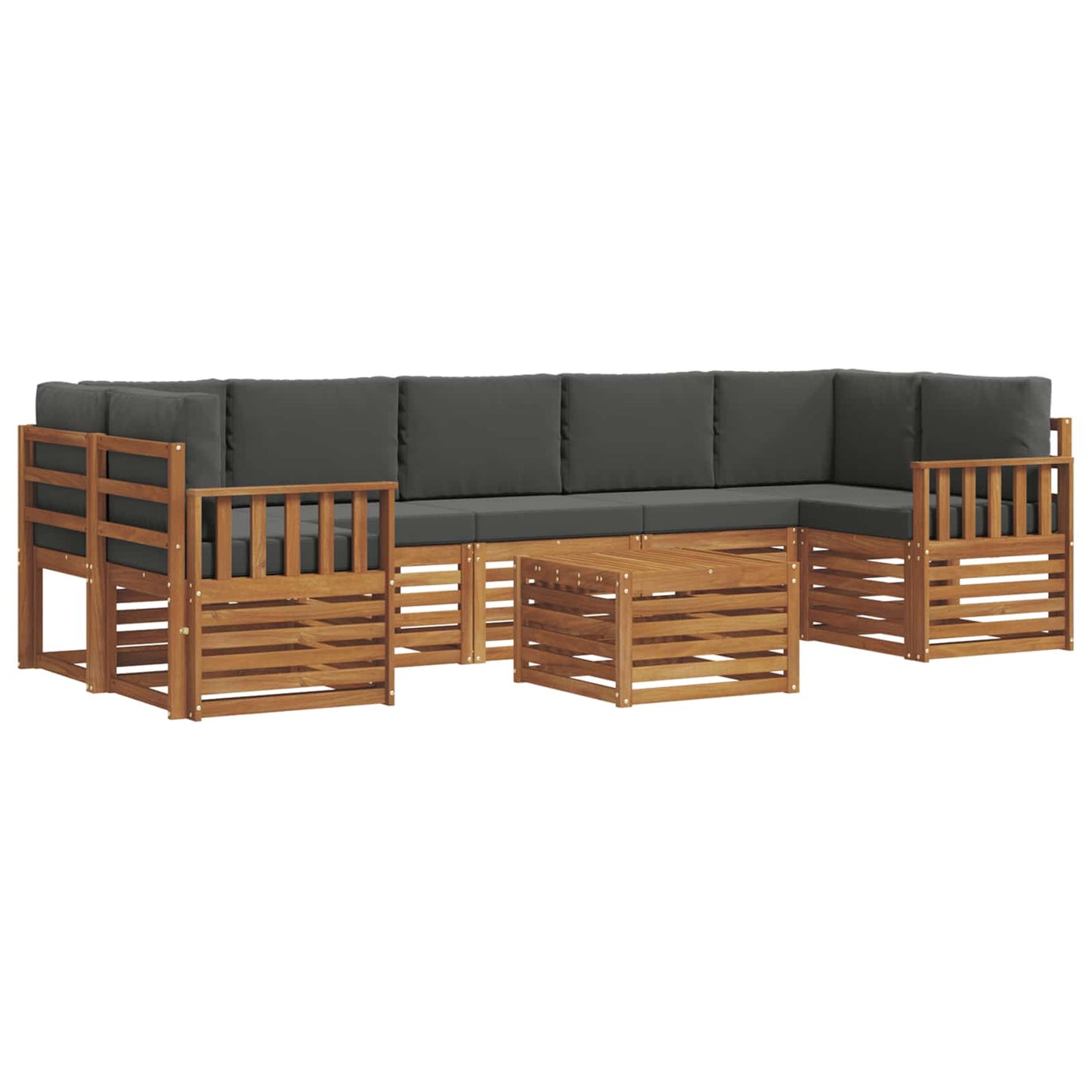 Set di divani da esterno con cuscino 8 pcs Naturale e Antracite