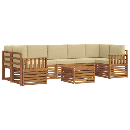 Set di divani da esterno con cuscino 8 pcs Naturale e Beige | homemem39