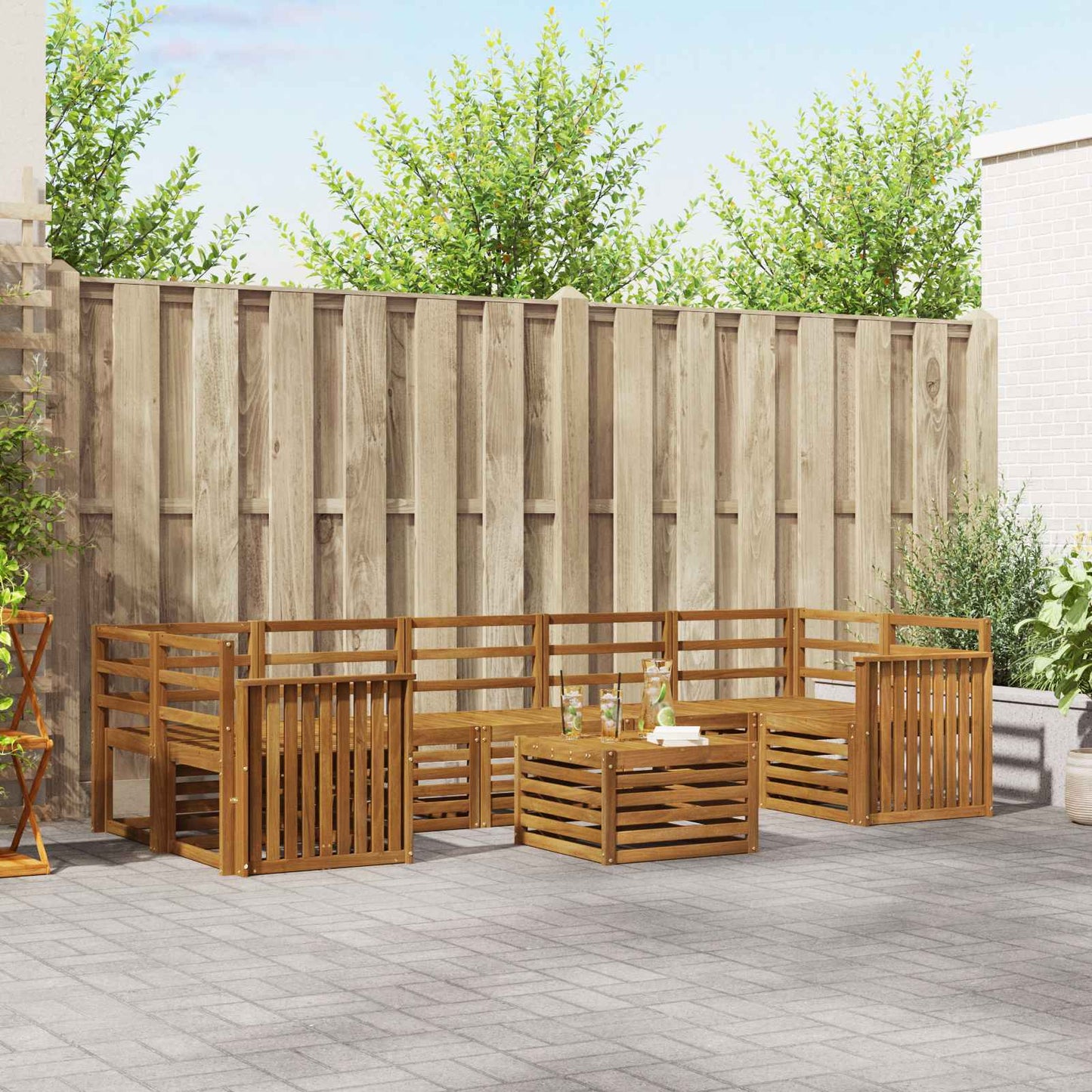 Set divani 8 pcs Naturale Legno di Acacia Massello