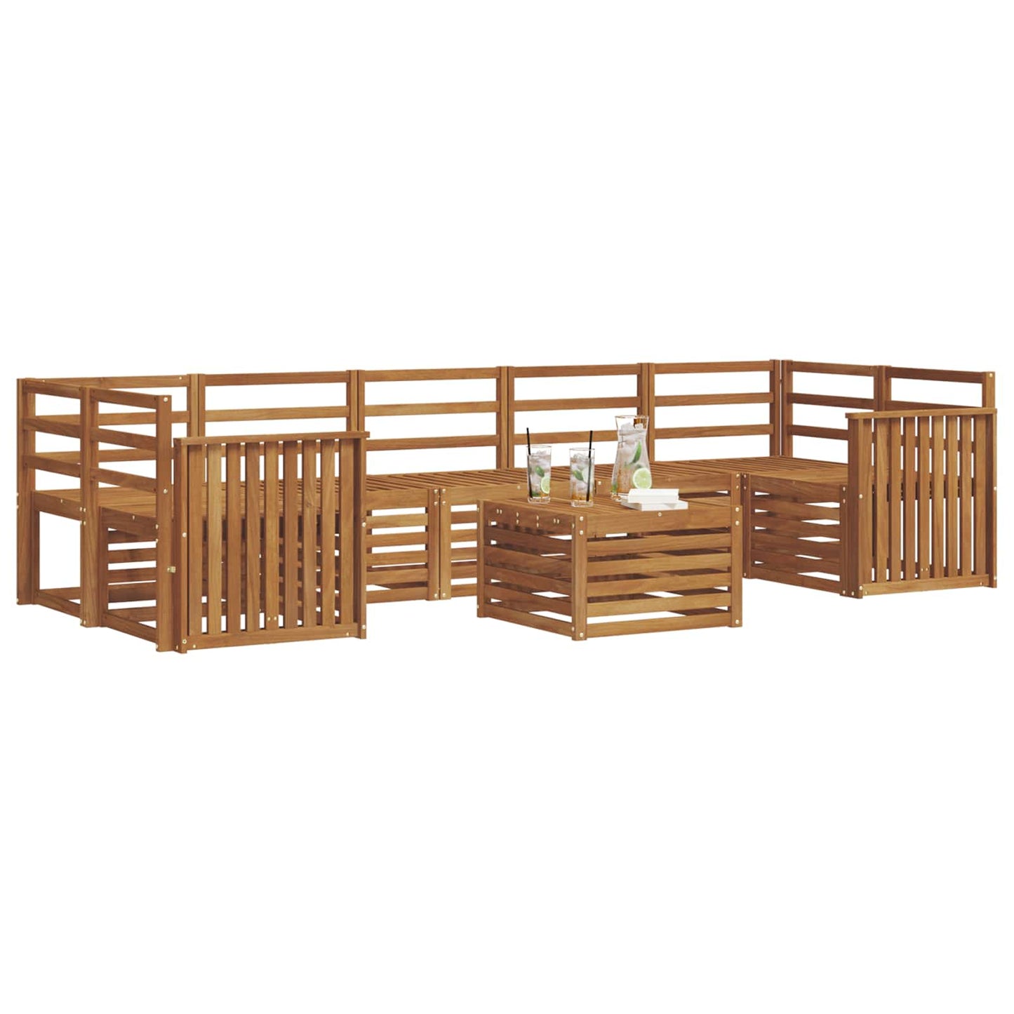 Set divani 8 pcs Naturale Legno di Acacia Massello | homemem39