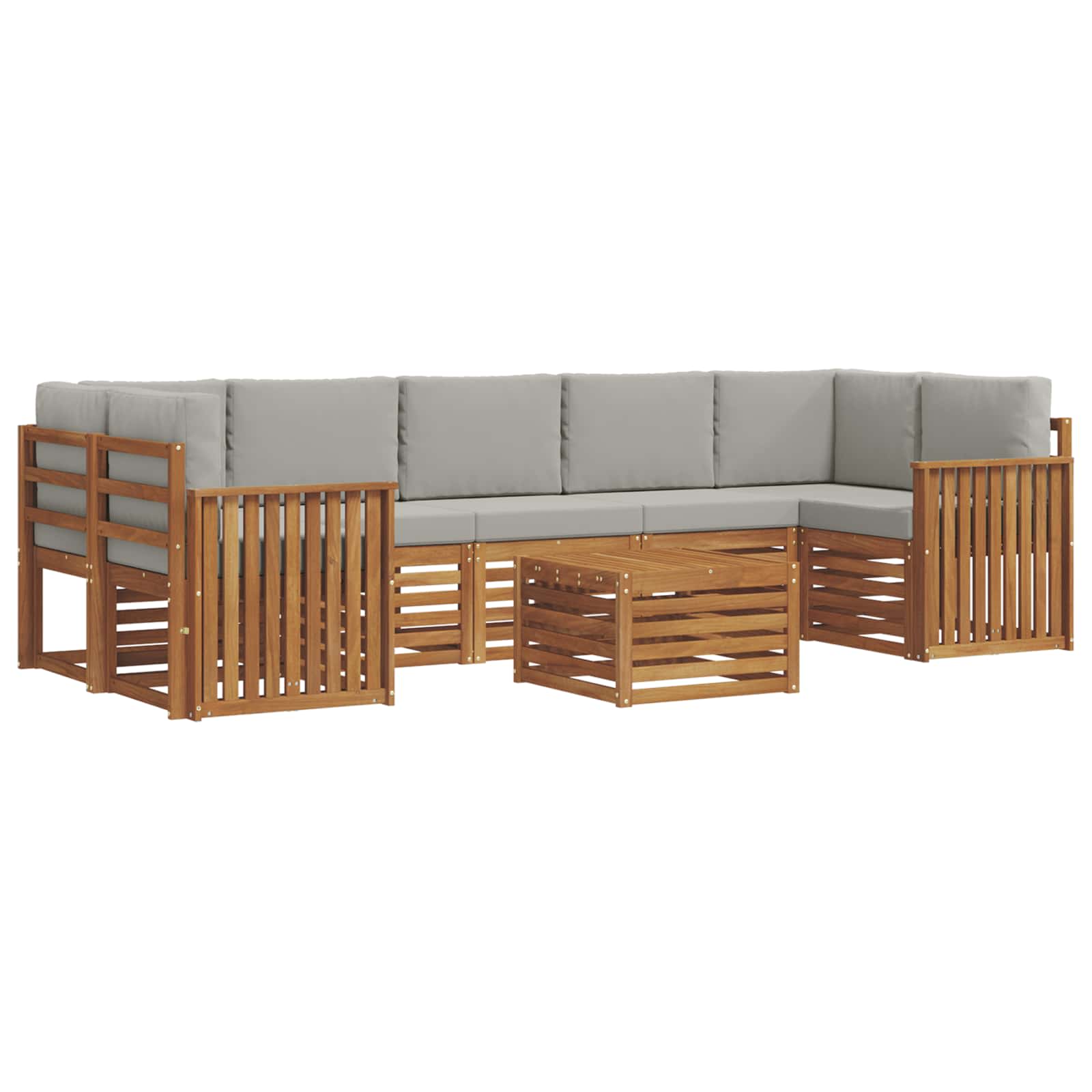 Set di divani da esterno 8 pcs Grigio Naturale e Chiaro | homemem39