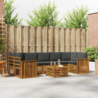 Set di divani da esterno con cuscino 8 pcs Naturale e Antracite