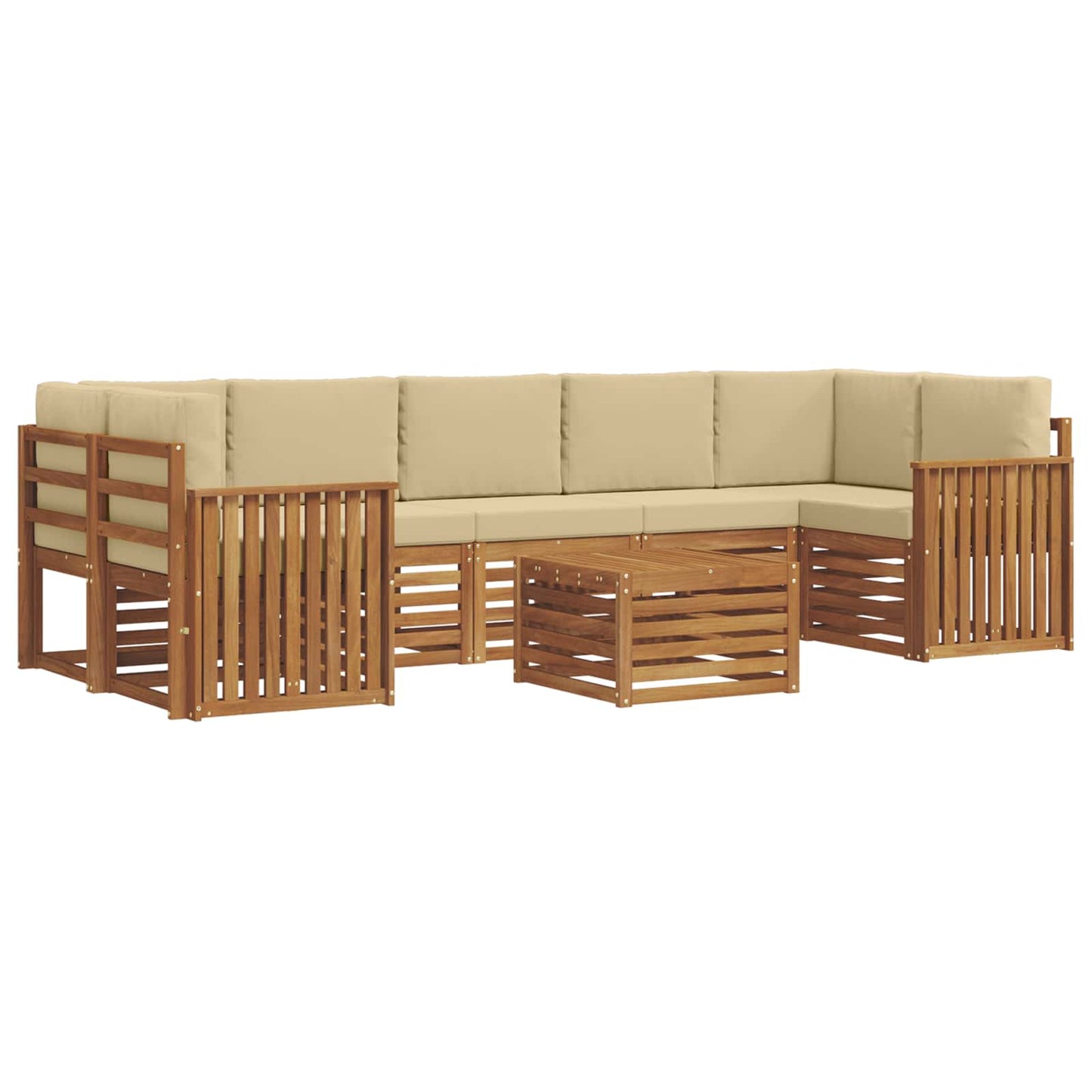 Set di divani da esterno con cuscino 8 pcs Naturale e Beige | homemem39