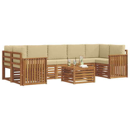 Set di divani da esterno con cuscino 8 pcs Naturale e Beige | homemem39