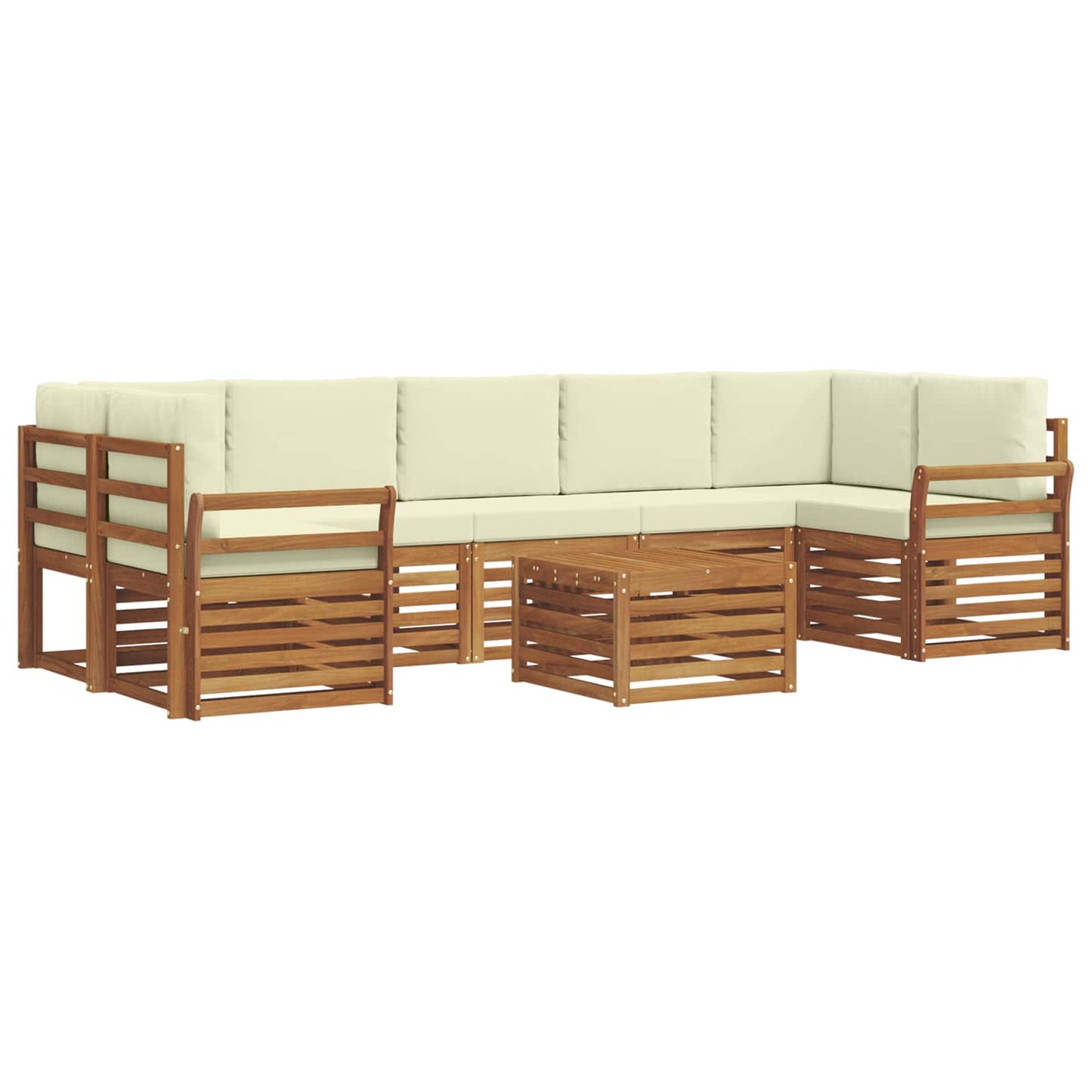 Set di divani da esterno con cuscino 8 pcs Naturale e Crema | homemem39