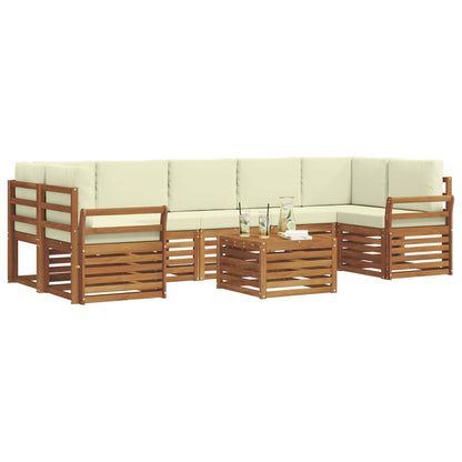 Set di divani da esterno con cuscino 8 pcs Naturale e Crema