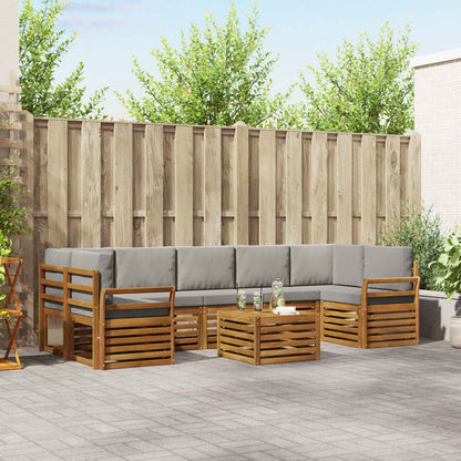 Set di divani da esterno 8 pcs Grigio Naturale e Chiaro