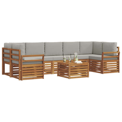 Set di divani da esterno 8 pcs Grigio Naturale e Chiaro | homemem39