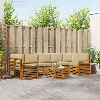 Set di divani da esterno con cuscino 8 pcs Naturale e Beige