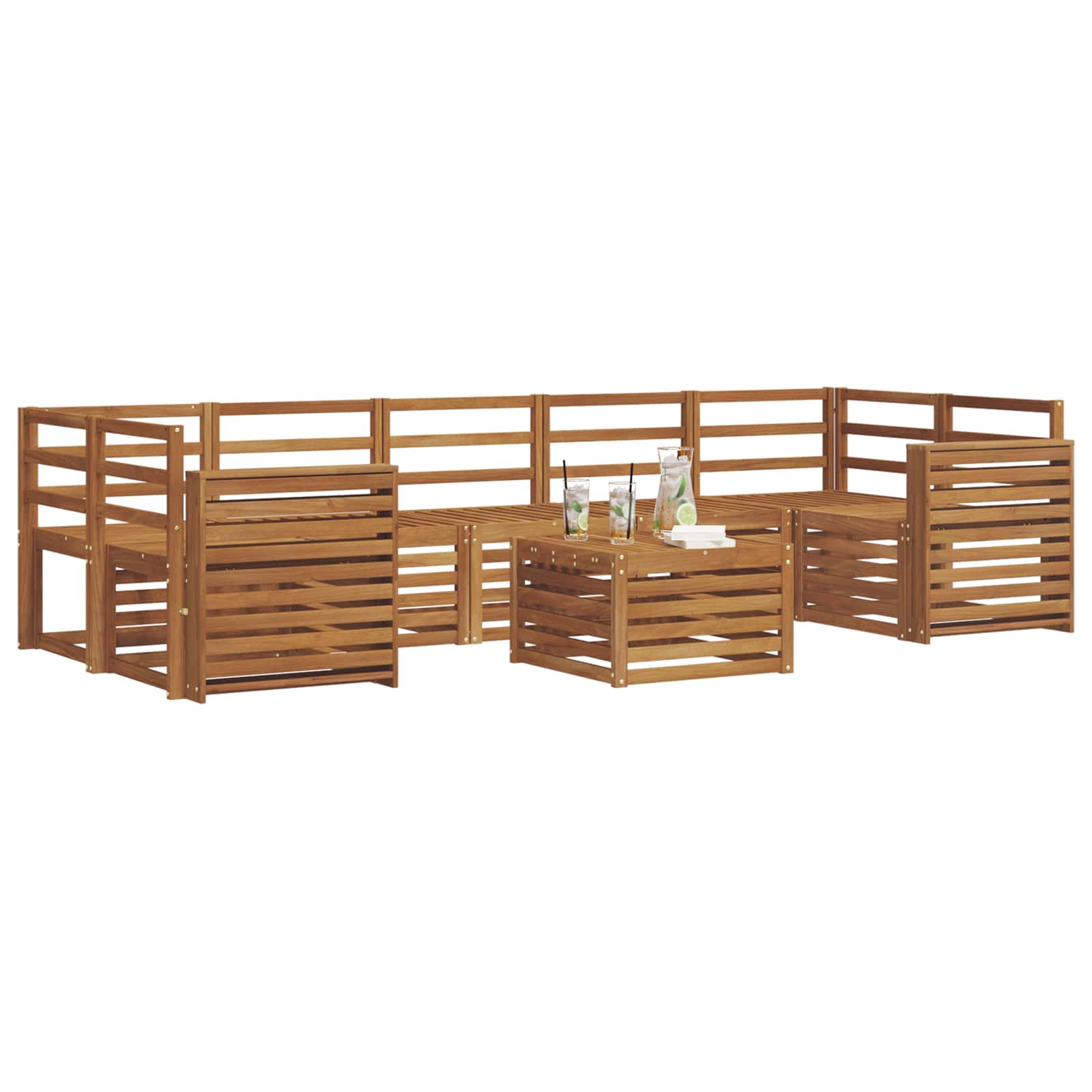 Set divani 8 pcs Naturale Legno di Acacia Massello | homemem39