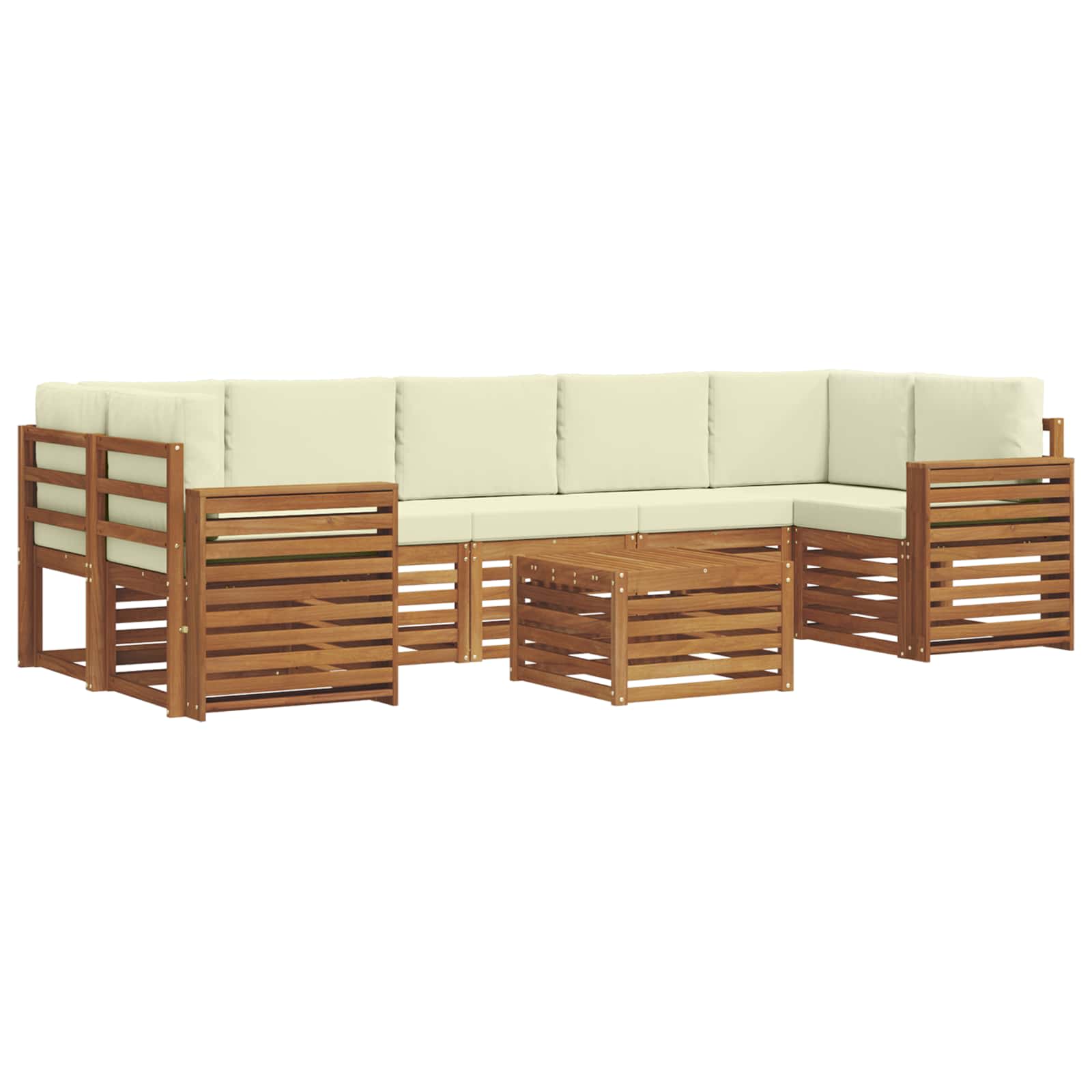 Set di divani da esterno con cuscino 8 pcs Naturale e Crema | homemem39