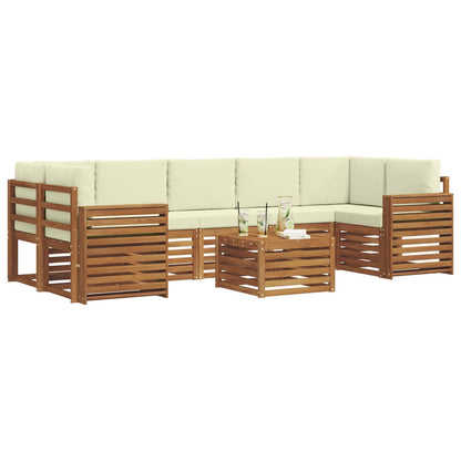 Set di divani da esterno con cuscino 8 pcs Naturale e Crema | homemem39