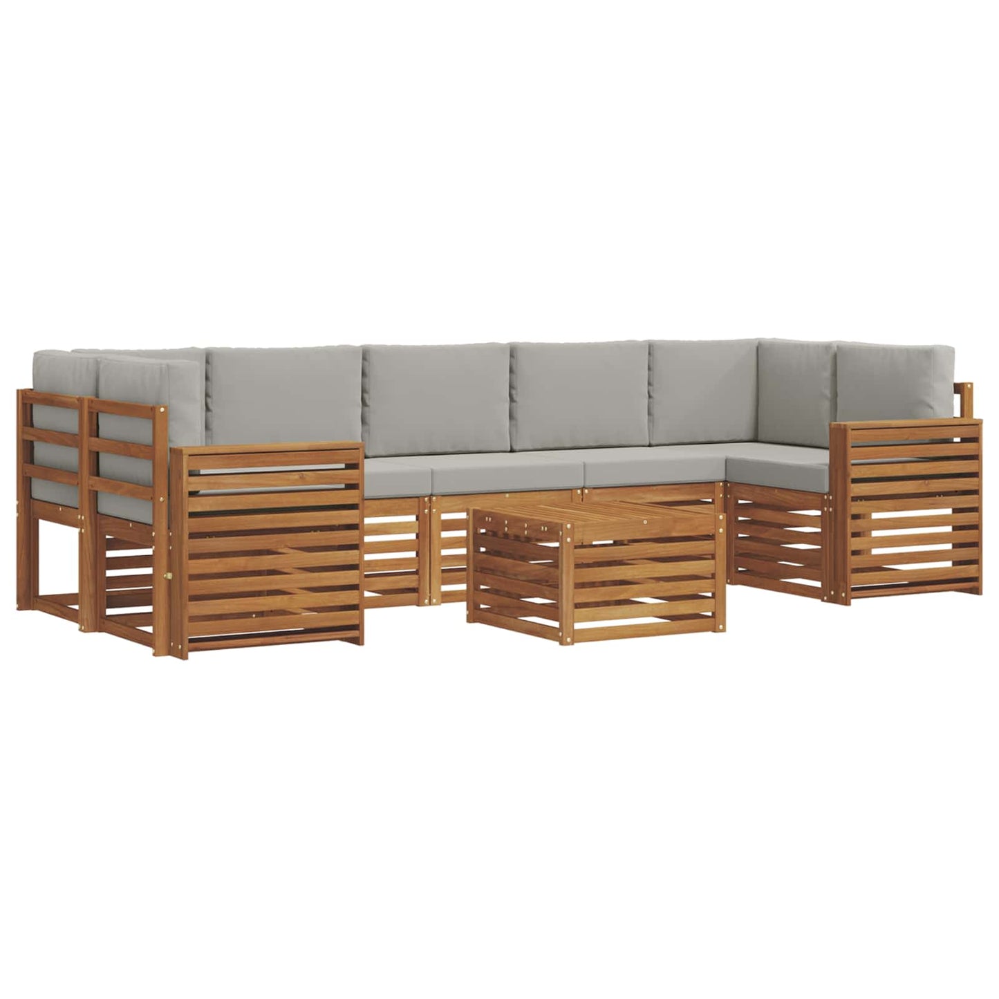Set di divani da esterno 8 pcs Grigio Naturale e Chiaro | homemem39
