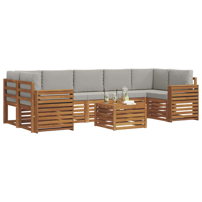 Set di divani da esterno 8 pcs Grigio Naturale e Chiaro | homemem39