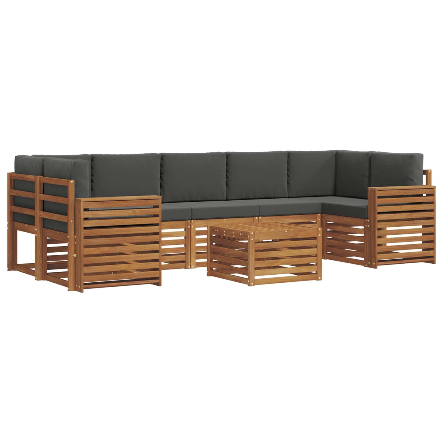 Set di divani da esterno con cuscino 8 pcs Naturale e Antracite | homemem39