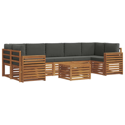 Set di divani da esterno con cuscino 8 pcs Naturale e Antracite | homemem39