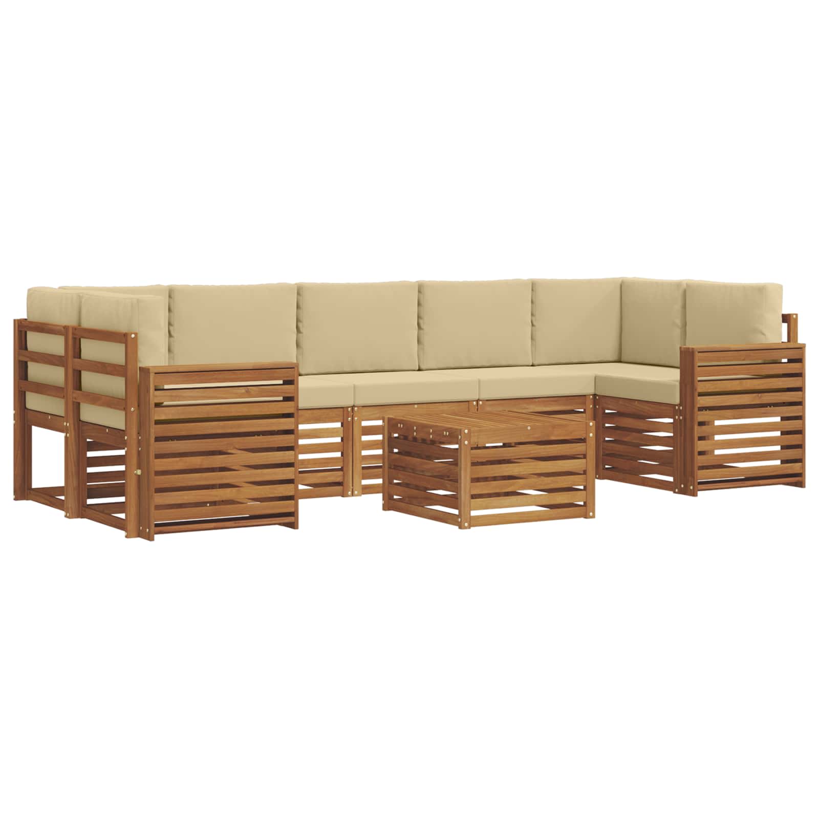 Set di divani da esterno con cuscino 8 pcs Naturale e Beige | homemem39