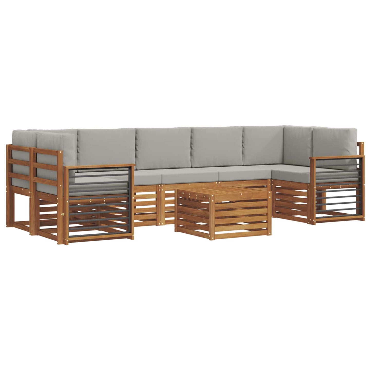 Set di divani da esterno 8 pcs Grigio Naturale e Chiaro | homemem39