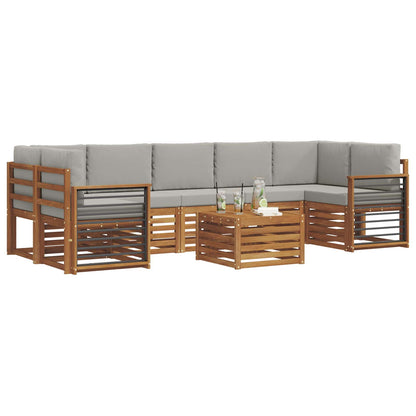 Set di divani da esterno 8 pcs Grigio Naturale e Chiaro | homemem39