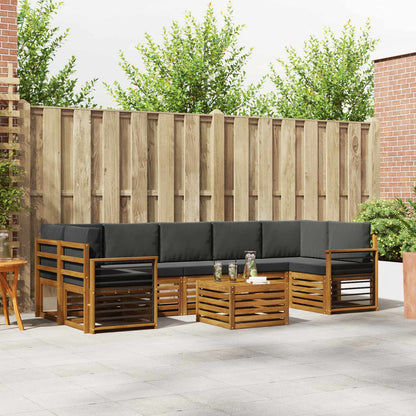 Set di divani da esterno con cuscino 8 pcs Naturale e Antracite
