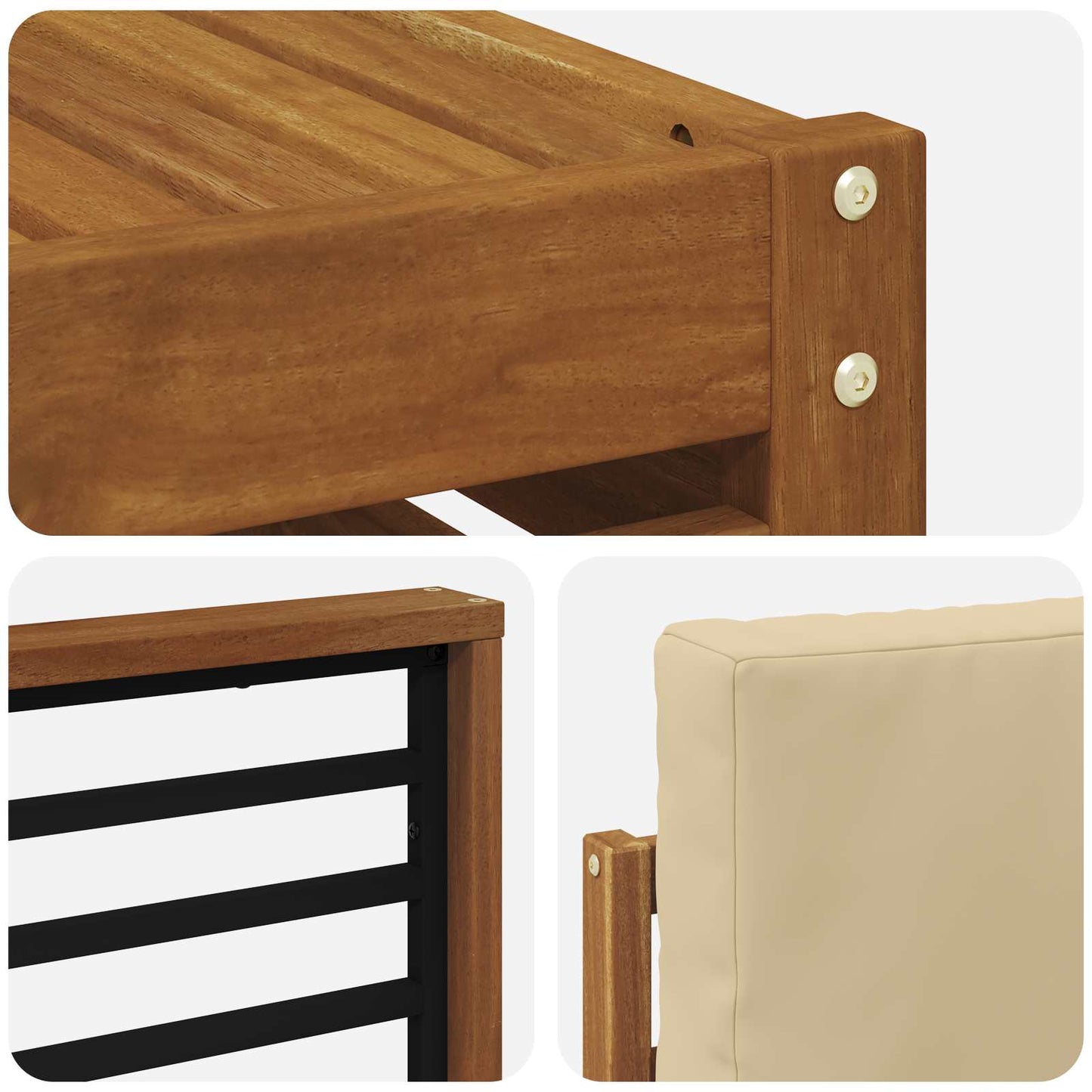 Set di divani da esterno con cuscino 8 pcs Naturale e Beige