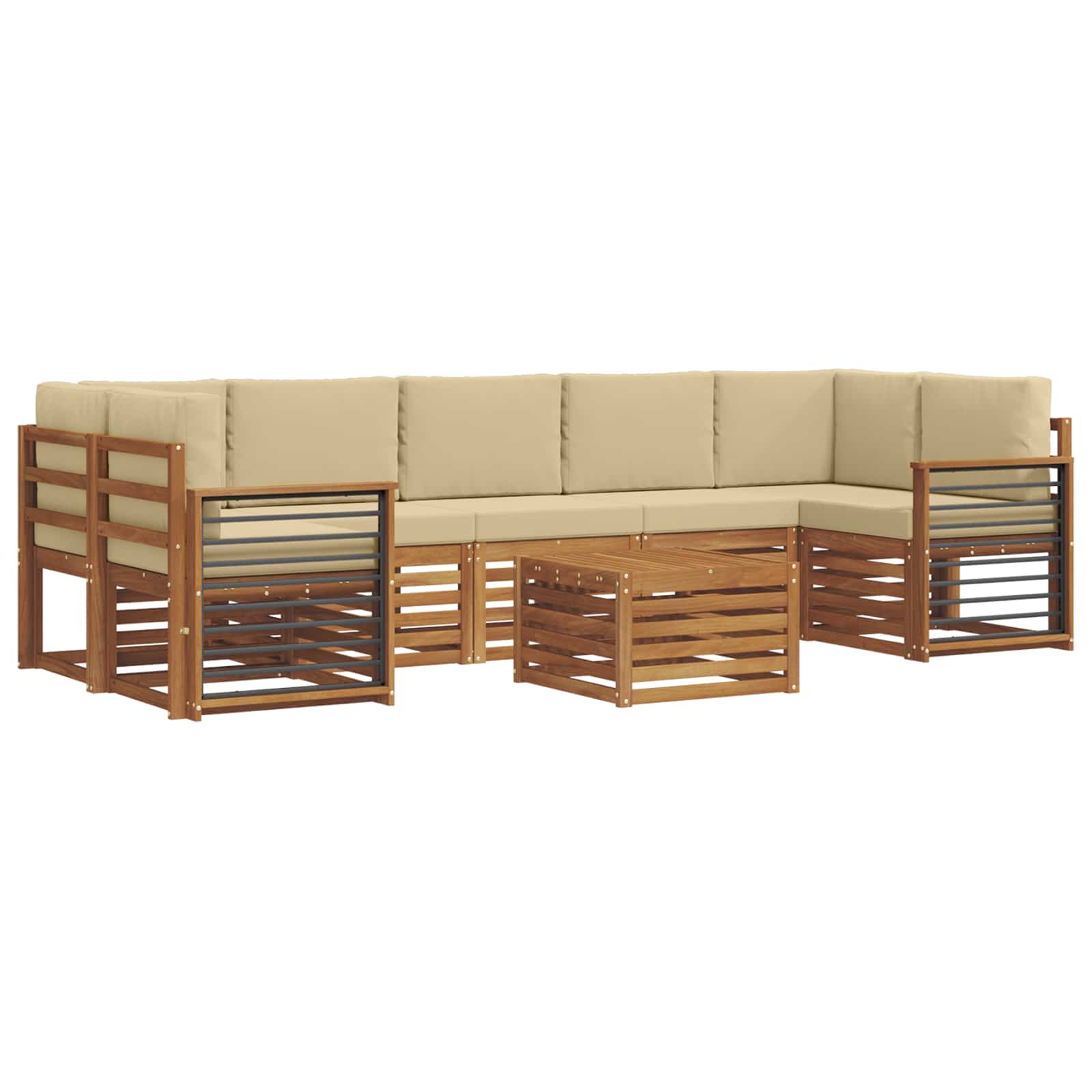 Set di divani da esterno con cuscino 8 pcs Naturale e Beige | homemem39