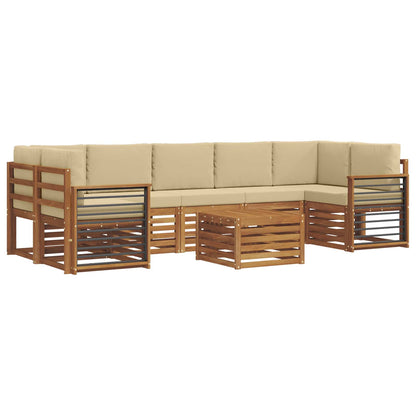 Set di divani da esterno con cuscino 8 pcs Naturale e Beige | homemem39
