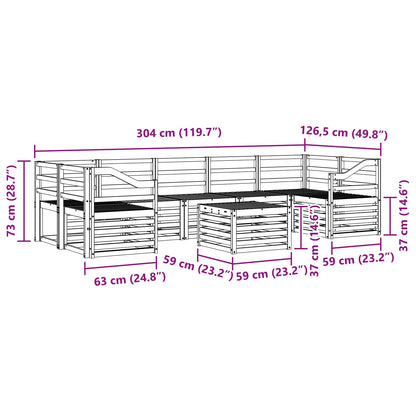 Set divani 8 pcs Naturale Legno di Acacia Massello