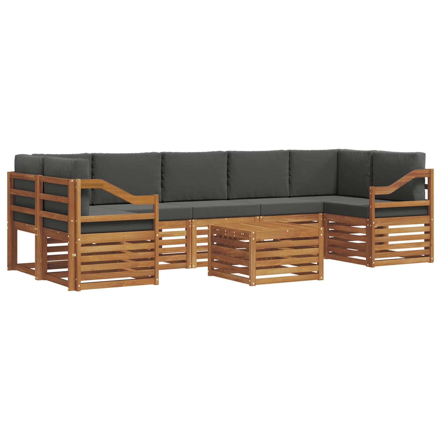 Set di divani da esterno con cuscino 8 pcs Naturale e Antracite