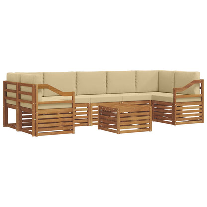 Set di divani da esterno con cuscino 8 pcs Naturale e Beige