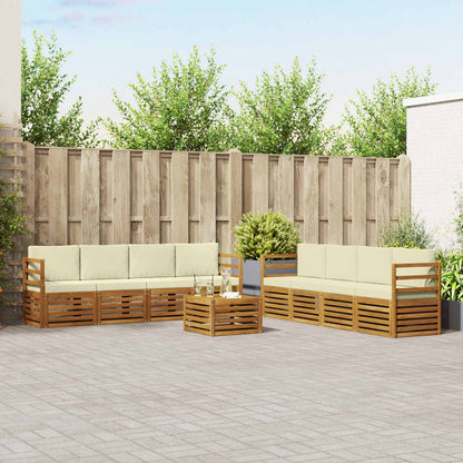 Set divani 9 pcs Naturale e Crema Legno di Acacia Massello