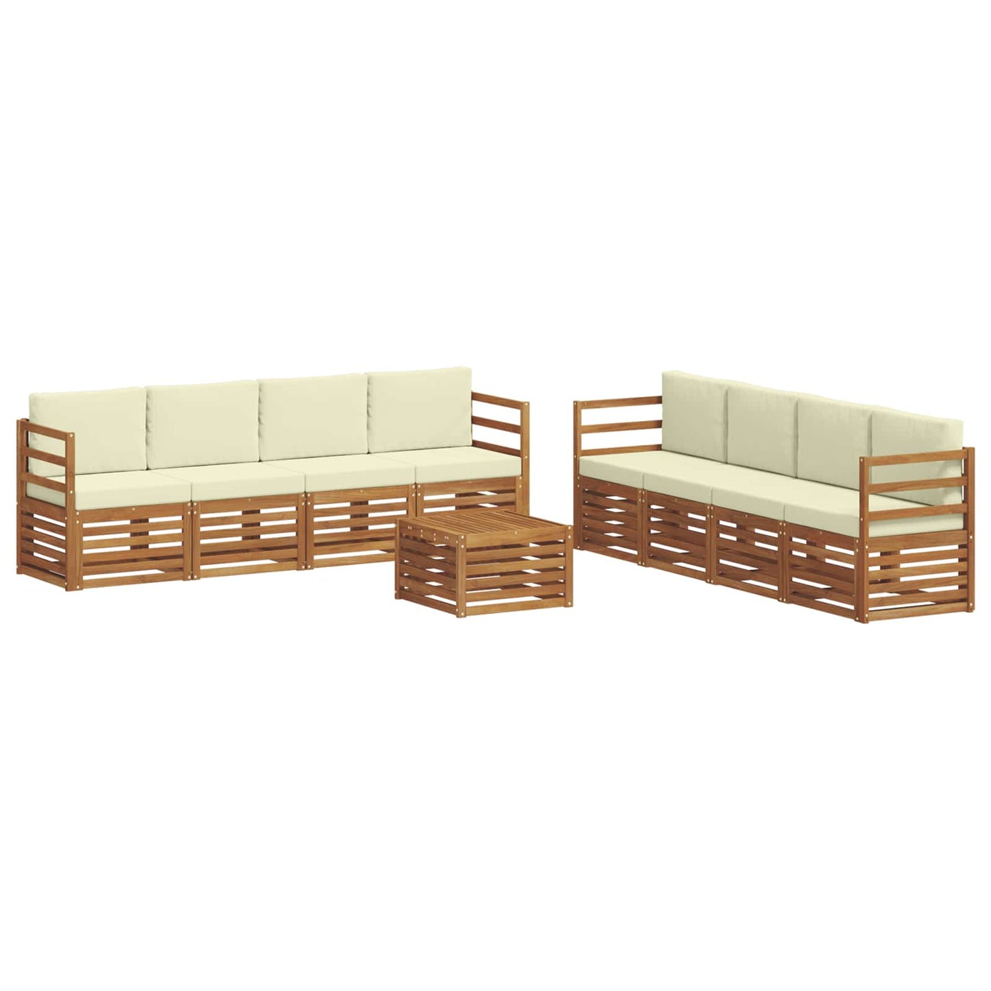 Set divani 9 pcs Naturale e Crema Legno di Acacia Massello | homemem39