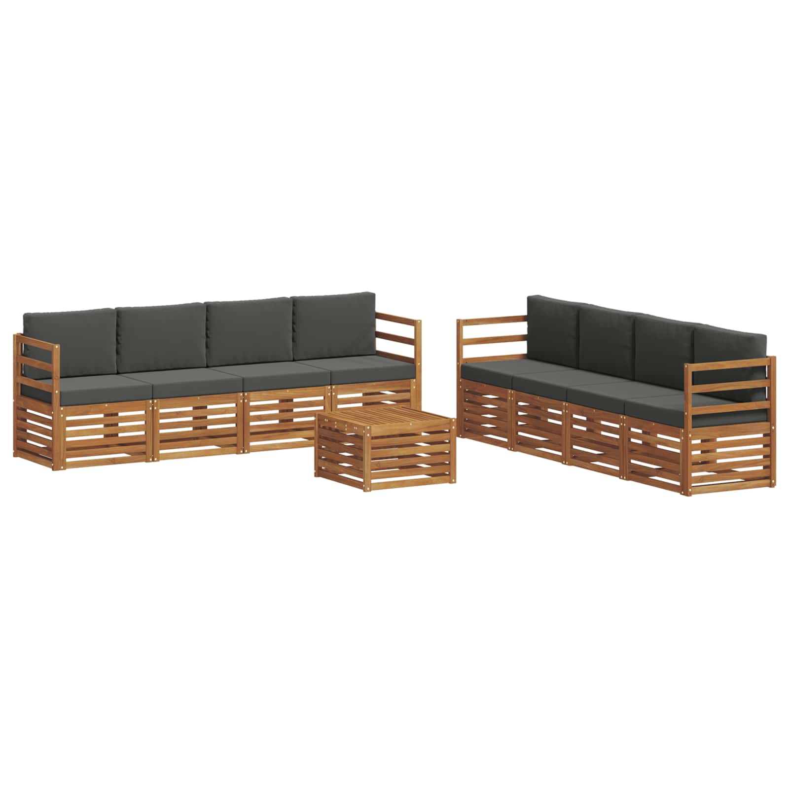 Set divani 9 pcs Naturale e Antracite Legno di Acacia Massello | homemem39