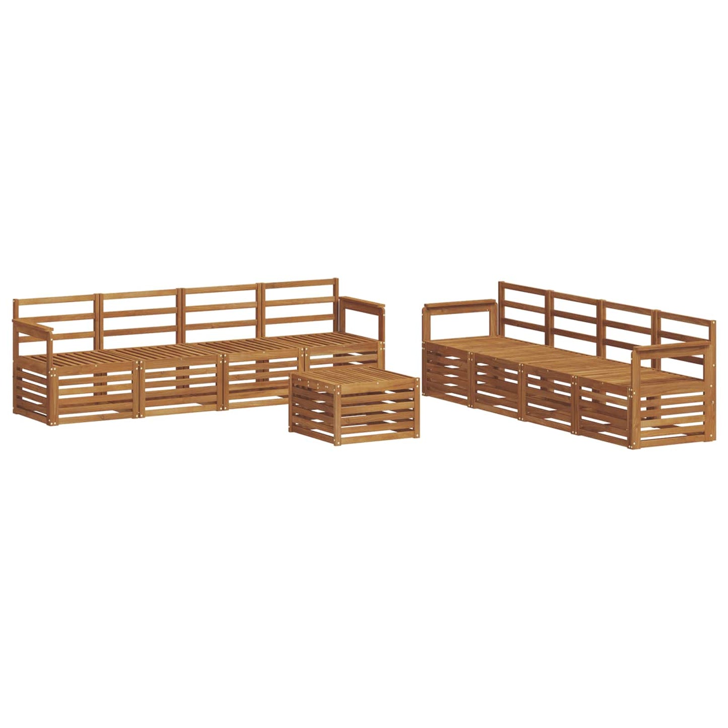 Set divani 9 pcs Naturale Legno di Acacia Massello