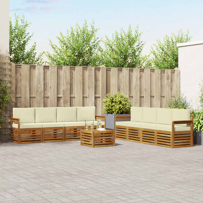 Set divani 9 pcs Naturale e Crema Legno di Acacia Massello