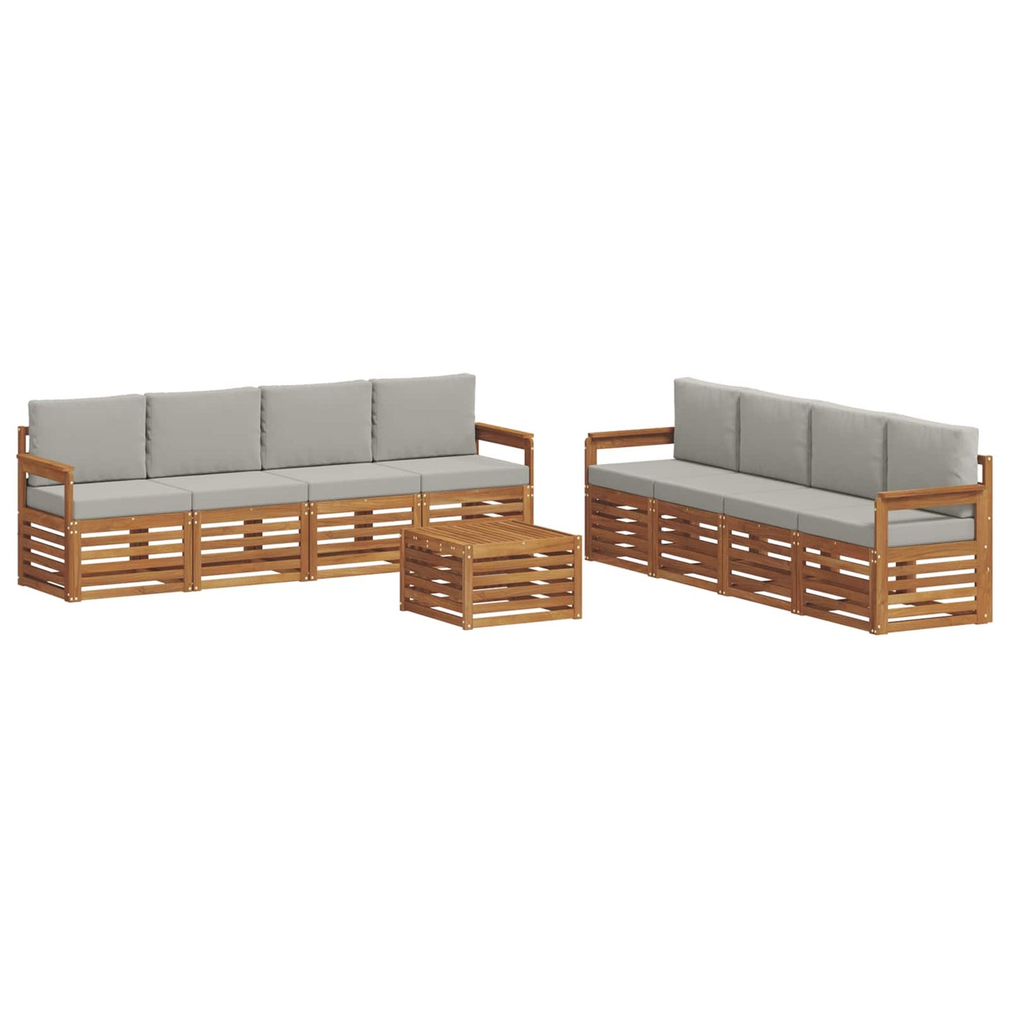 Set divani con cuscino 9 pcs Grigio Naturale e Chiaro | homemem39