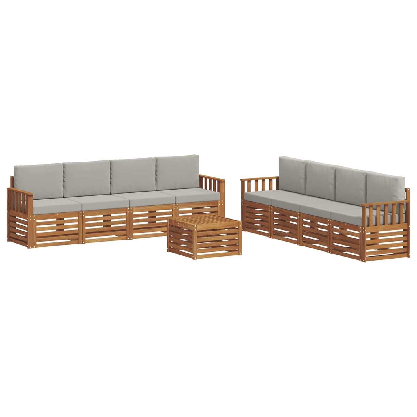 Set divani con cuscino 9 pcs Grigio Naturale e Chiaro | homemem39