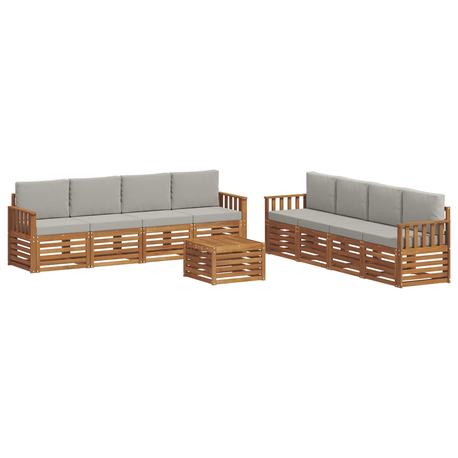 Set divani con cuscino 9 pcs Grigio Naturale e Chiaro | homemem39