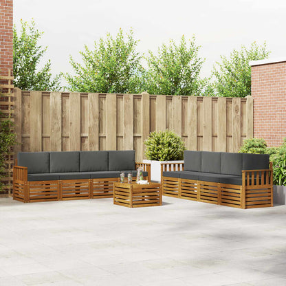 Set divani 9 pcs Naturale e Antracite Legno di Acacia Massello
