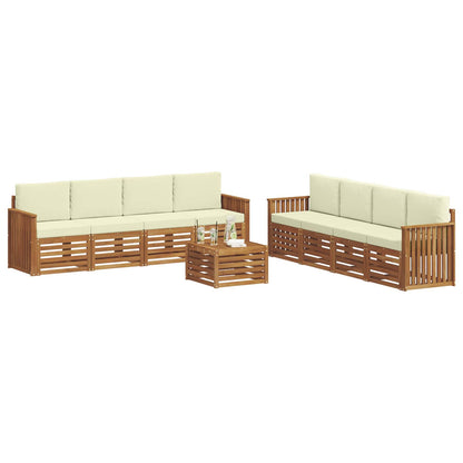 Set divani 9 pcs Naturale e Crema Legno di Acacia Massello