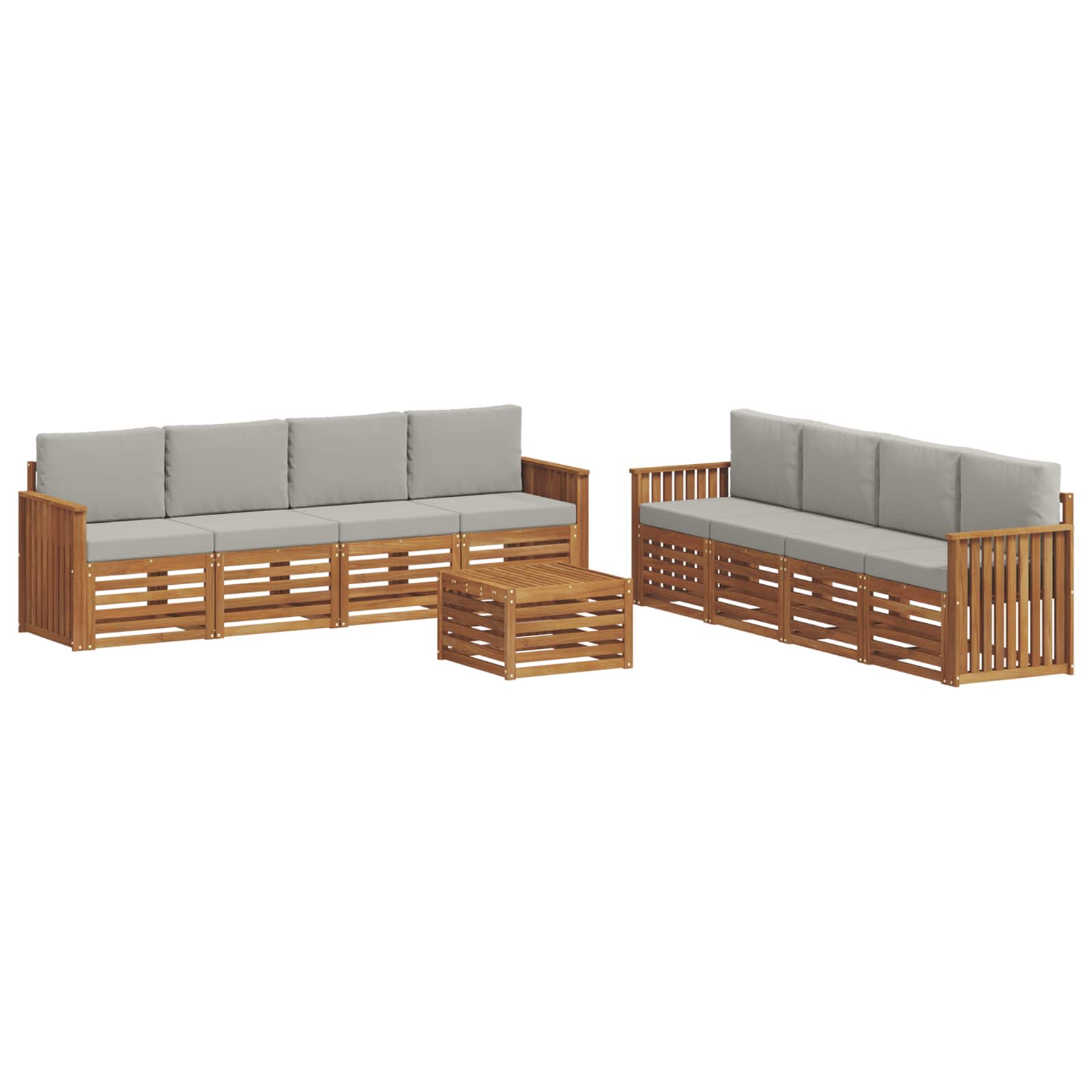 Set divani con cuscino 9 pcs Grigio Naturale e Chiaro | homemem39