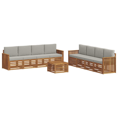 Set divani con cuscino 9 pcs Grigio Naturale e Chiaro | homemem39