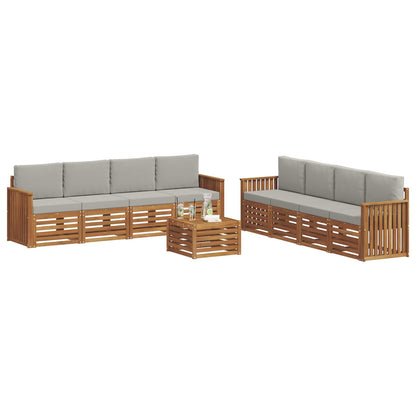 Set divani con cuscino 9 pcs Grigio Naturale e Chiaro | homemem39