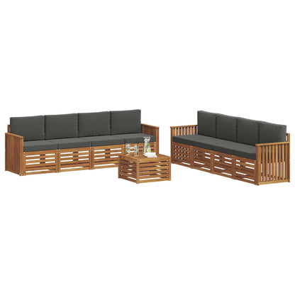 Set divani 9 pcs Naturale e Antracite Legno di Acacia Massello