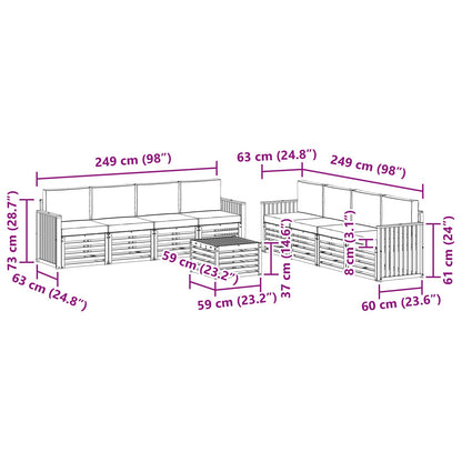 Set divani 9 pcs Naturale e Antracite Legno di Acacia Massello | homemem39