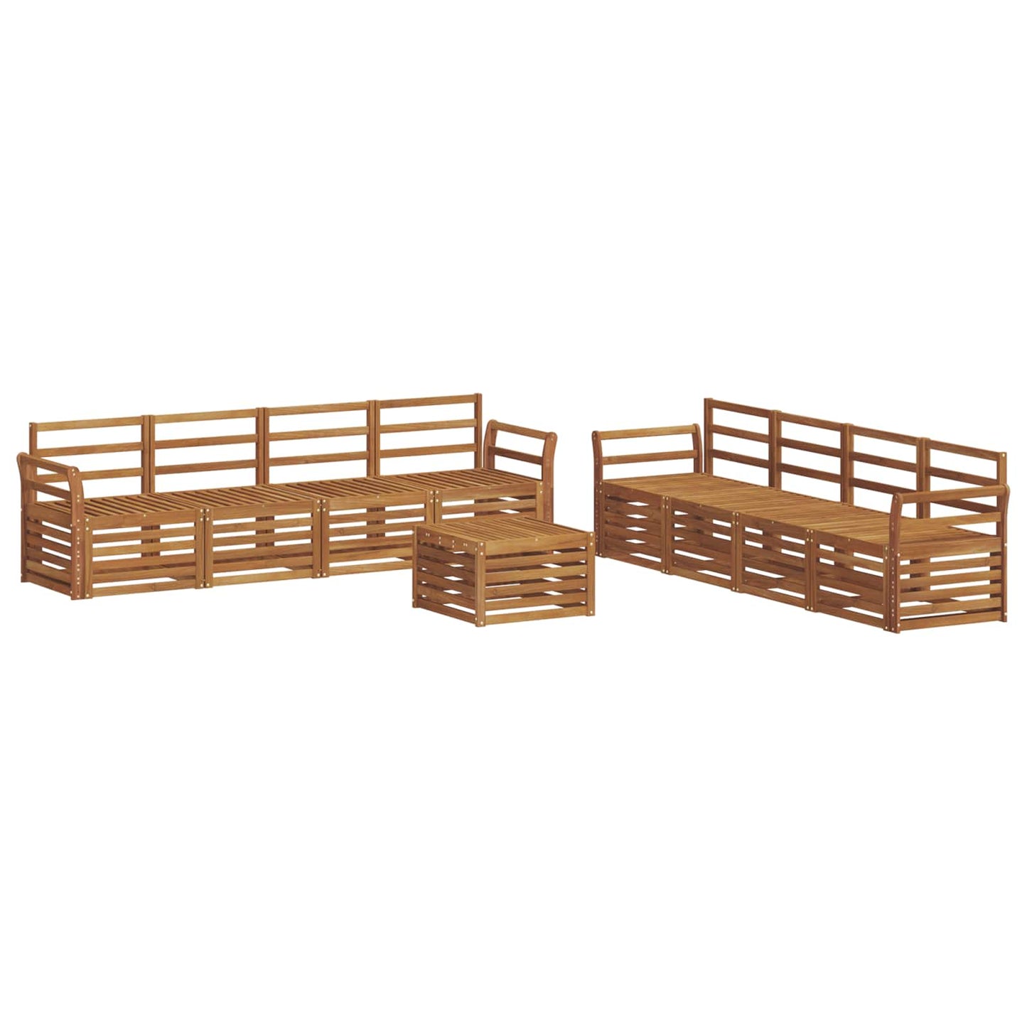 Set divani 9 pcs Naturale Legno di Acacia Massello | homemem39