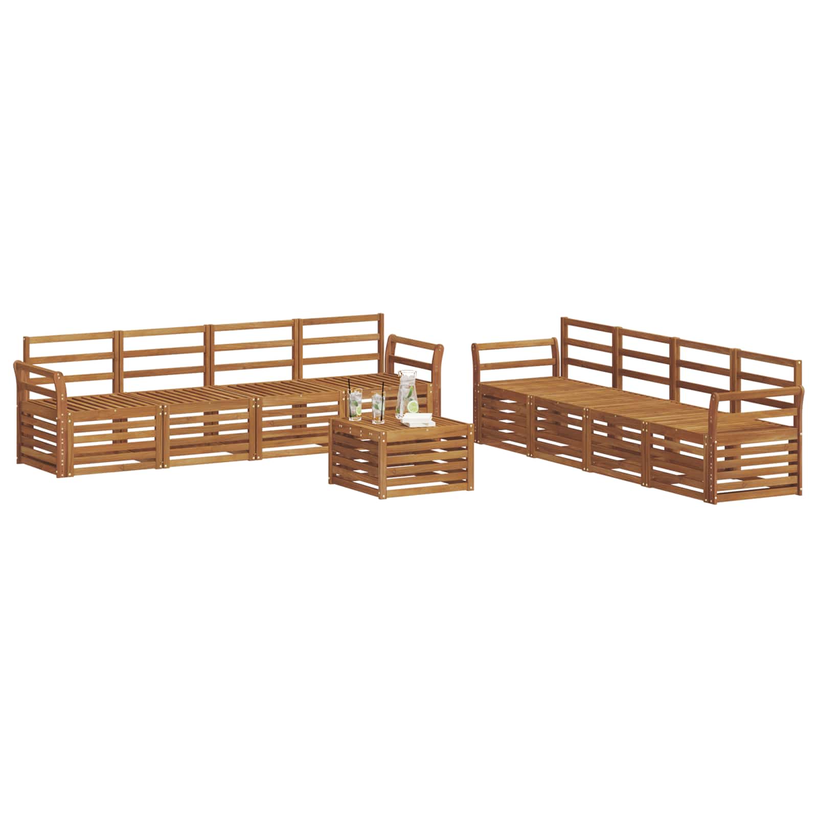 Set divani 9 pcs Naturale Legno di Acacia Massello | homemem39
