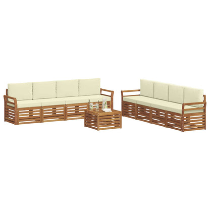 Set divani 9 pcs Naturale e Crema Legno di Acacia Massello