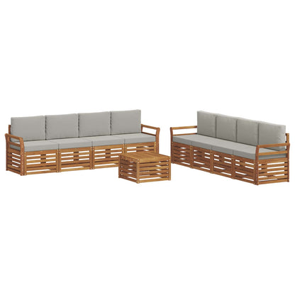 Set divani con cuscino 9 pcs Grigio Naturale e Chiaro | homemem39